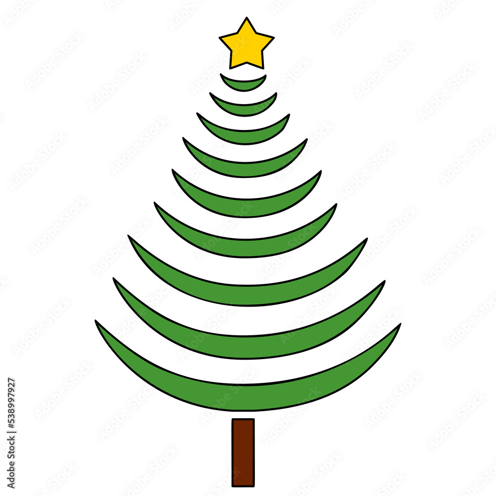Vector Christmas tree, pines for greeting cards, invitations, banners, web. Winter holiday. Icons collection.