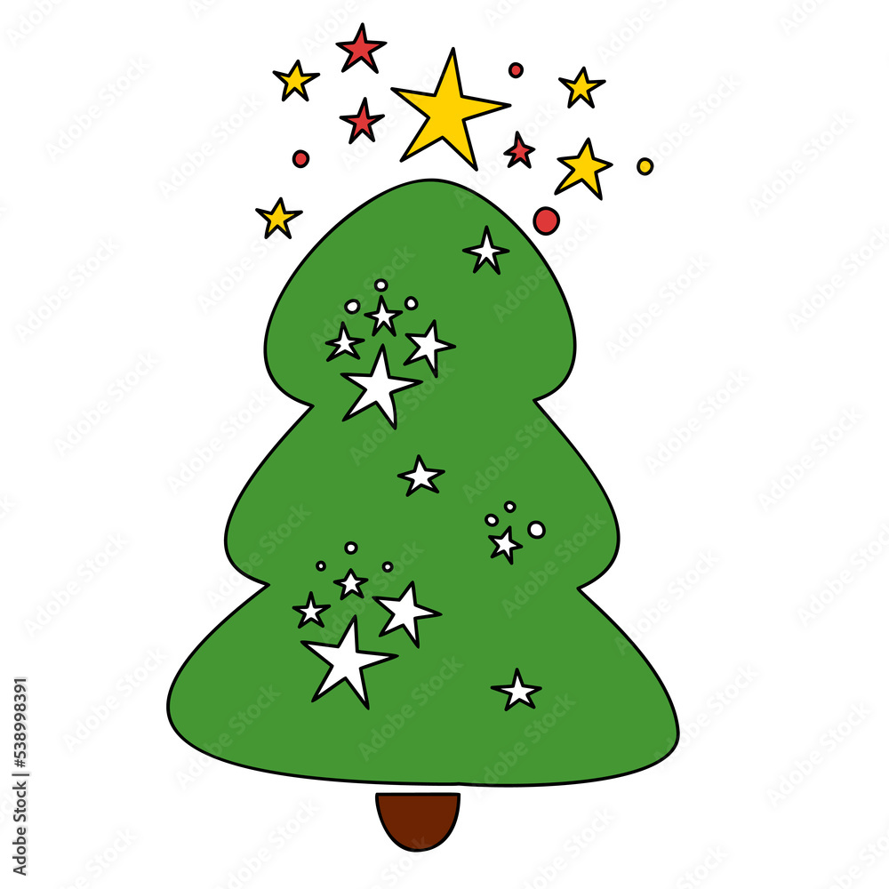 Vector Christmas tree, pines for greeting cards, invitations, banners, web. Winter holiday. Icons collection.
