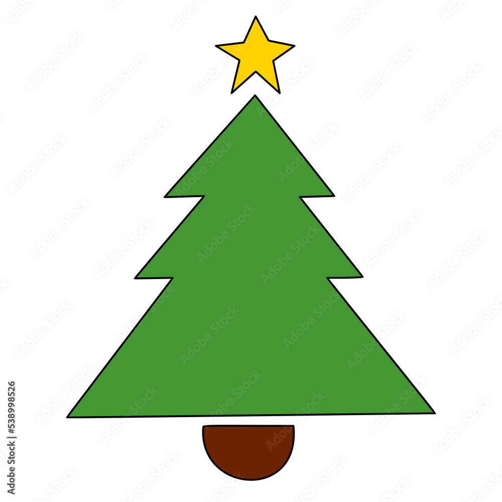 Vector Christmas tree, pines for greeting cards, invitations, banners, web. Winter holiday. Icons collection.
