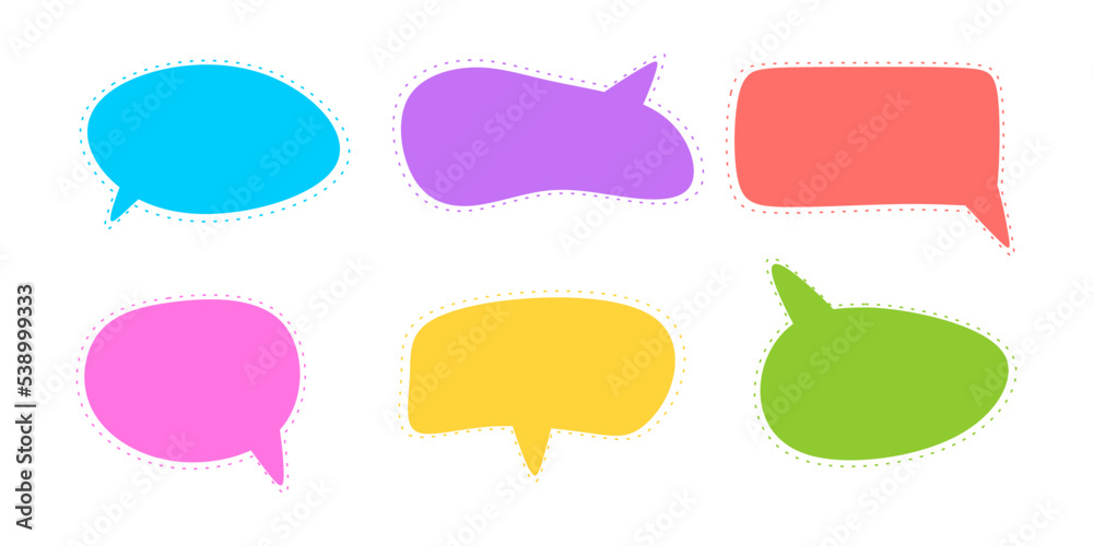 Set of different hand-drawn speech bubble. Bubbles collection on white background. Empty blank comment. Talk chat speak message. Vector illustration Set of different hand-drawn speech bubble. Bubbles collection on white background. Empty blank comment. Talk chat speak message. Vector illustration
