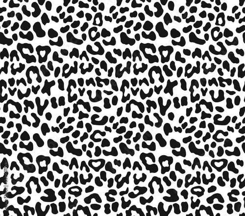  Seamless pattern leopard vector print black and white texture animal background