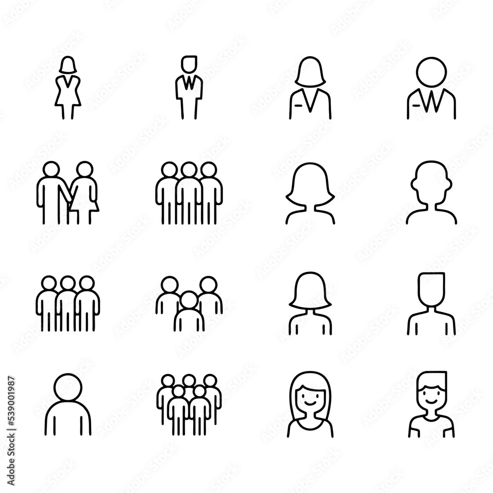 people line icon set people line icon set