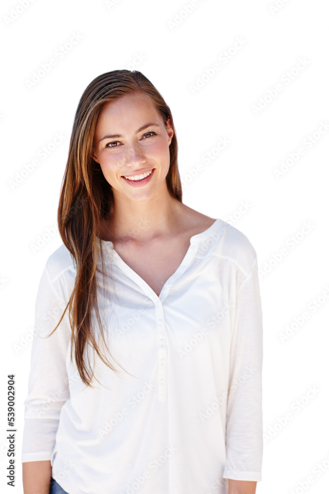 Feeling fine and looking great. Portrait of an attractive young woman isolated on white. Feeling fine and looking great. Portrait of an attractive young woman isolated on white.