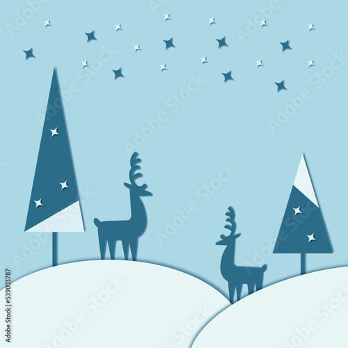 Christmas card, paper cut effect