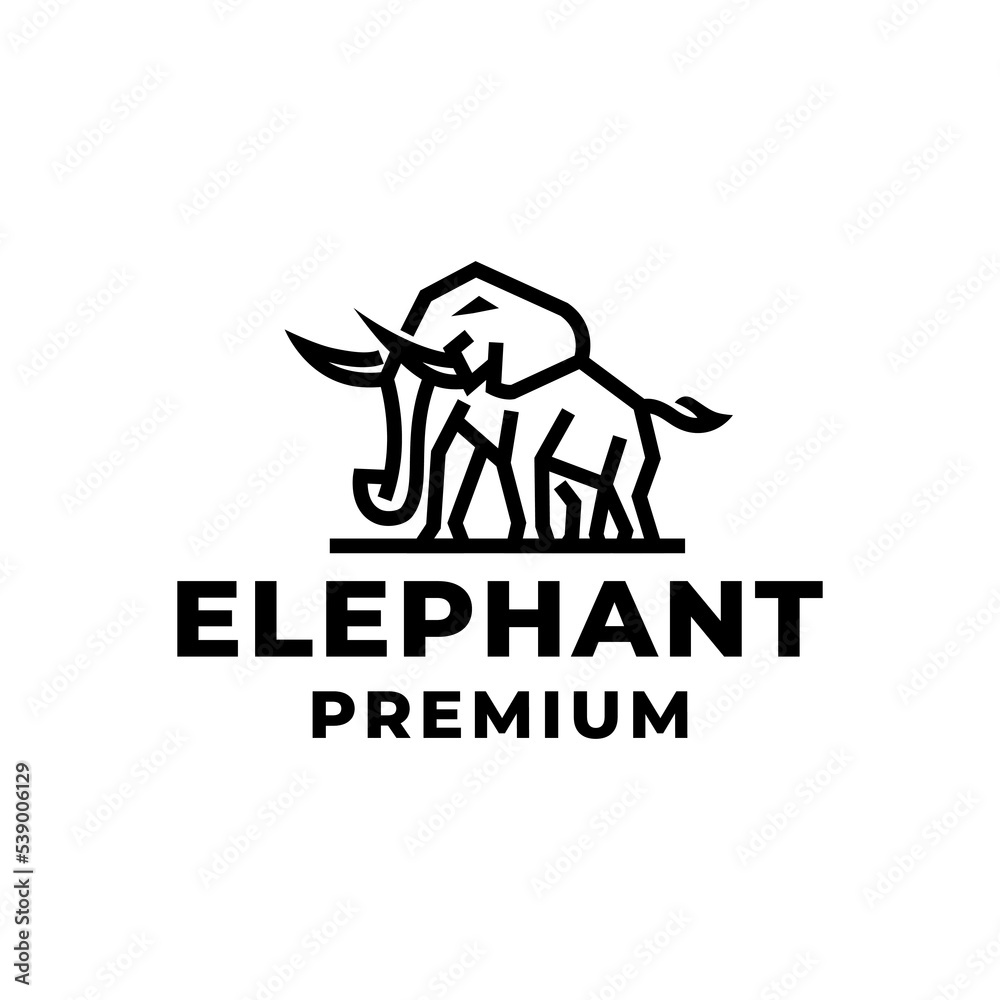 Line art Bold Elephant Logo Design Vector Illustration