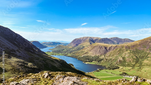 View of Buttermere and Crummock water from Haystacks Lake District 