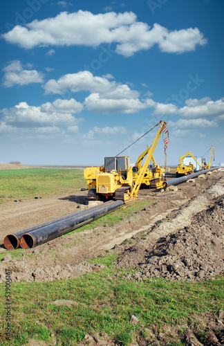 gas pipeline and machinery construction site