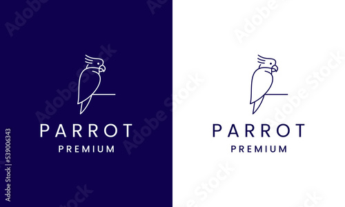 Line Art Parrot Bird Logo Design Vector Illustration
