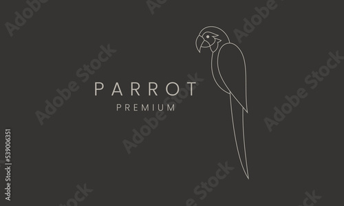 Line Art Parrot Bird Logo Design Vector Illustration