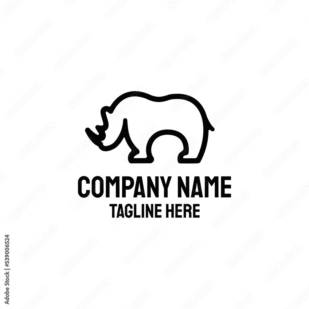 Simple Rhino Logo Design Vector