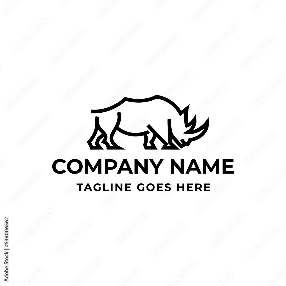 Fototapeta premium Line Art Bold Rhino Logo Design Vector