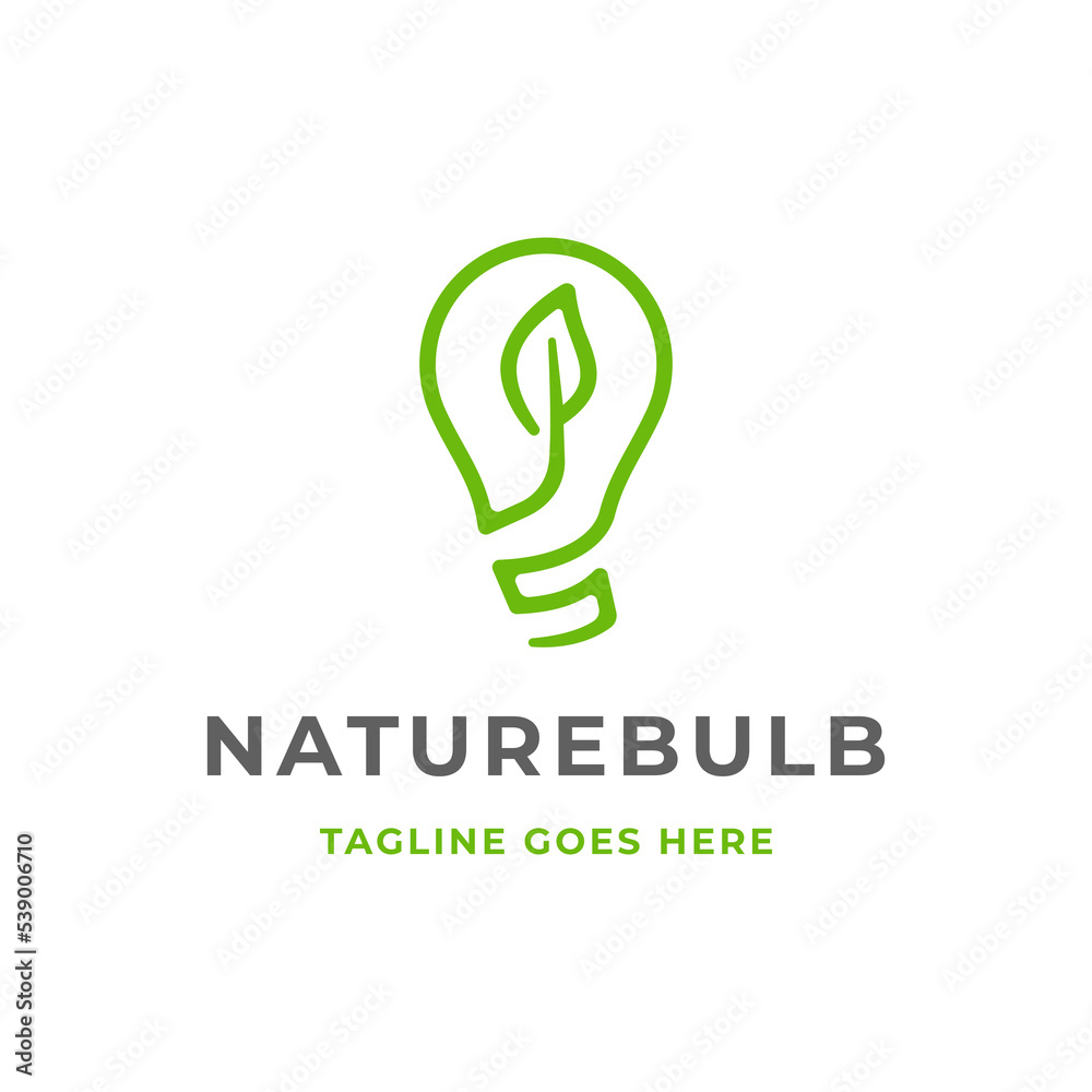 Light Bulb Nature Leaf Logo Design Light Bulb Nature Leaf Logo Design
