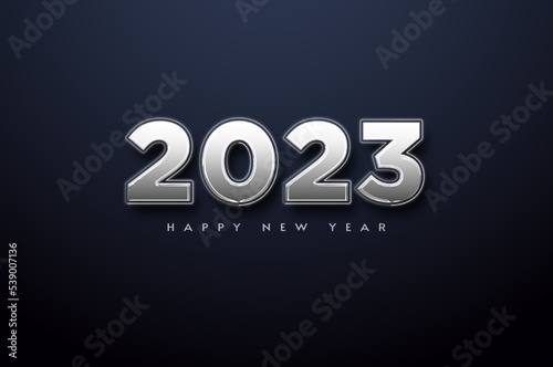 2023 happy new year background illustration with silver numbers