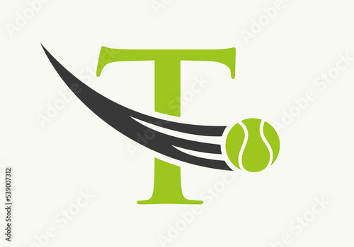 Letter T Tennis Logo Design Template. Tennis Sport Academy Sign, Club Symbol