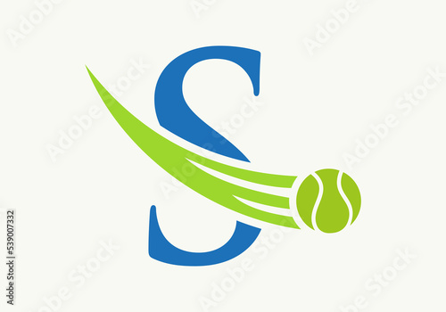 Letter S Tennis Logo Design Template. Tennis Sport Academy Sign, Club Symbol