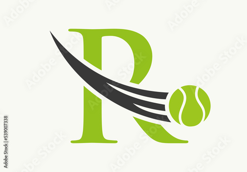 Letter R Tennis Logo Design Template. Tennis Sport Academy Sign, Club Symbol
