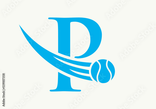 Letter P Tennis Logo Design Template. Tennis Sport Academy Sign, Club Symbol