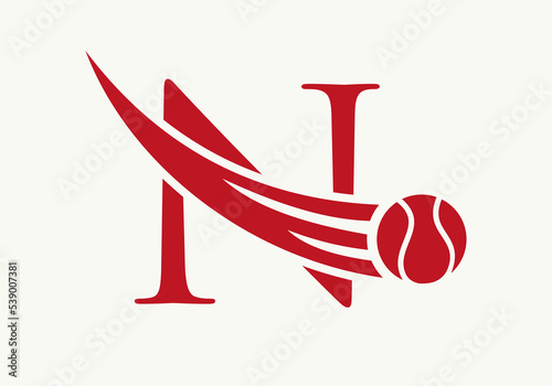Letter N Tennis Logo Design Template. Tennis Sport Academy Sign, Club Symbol
