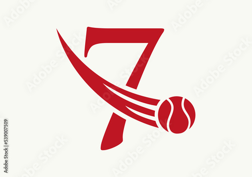 Letter 7 Tennis Logo Design Template. Tennis Sport Academy Sign, Club Symbol