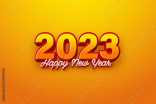 happy new year 2023 3d orange numbers