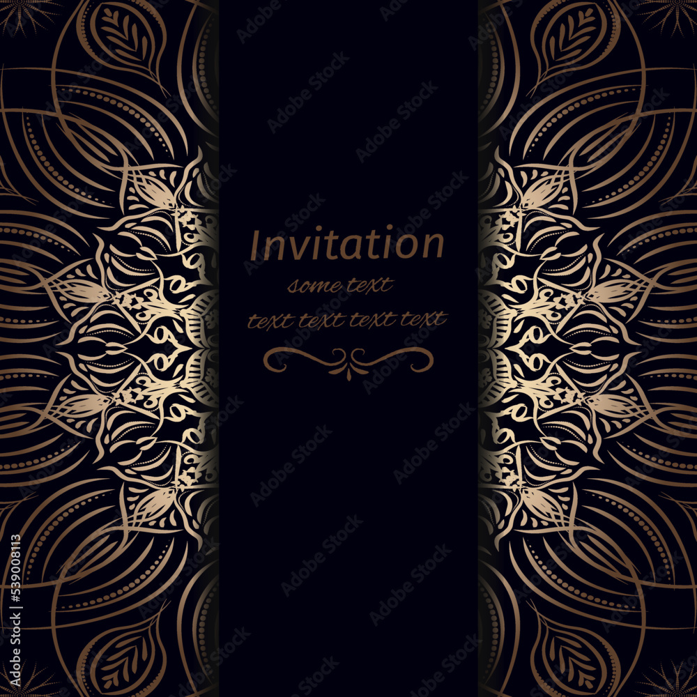 Invitation in dark blue with gold colours