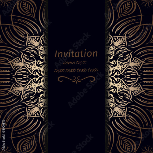 Invitation in dark blue with gold colours