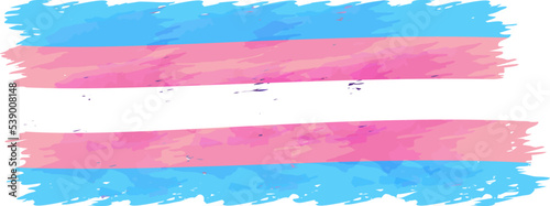 Transgender pride flag vector illustration. Brush stroke shape with watercolor texture. Flat style element isolated on transparent background