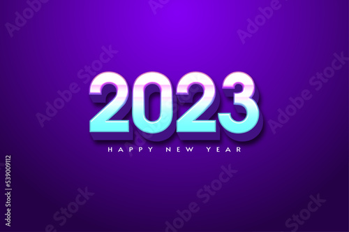 3d happy new year 2023 on purple