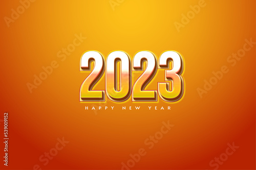 happy new year 2023 with shiny orange numbers