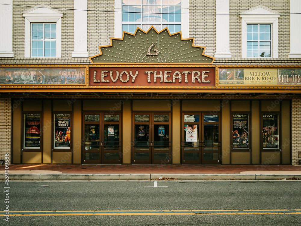 Levoy Theatre vintage sign, Millville, New Jersey StockFoto Adobe Stock