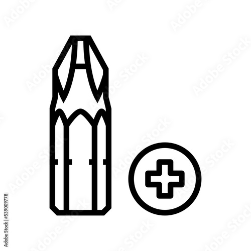 phillips head screwdriver bit line icon vector. phillips head screwdriver bit sign. isolated contour symbol black illustration