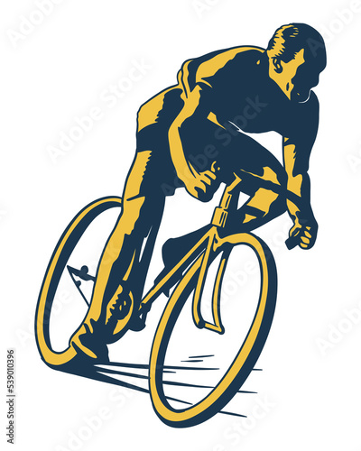 A cyclist rushes on a road bike
