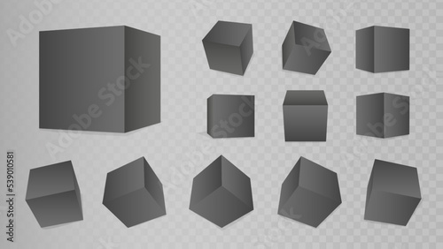 Fototapeta Naklejka Na Ścianę i Meble -  Black blocks. 3d modeling black cubes vector illustration