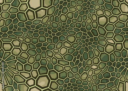 Camouflage geometric seamless pattern hexagonal texture. Abstract military camo polygonal scales endless ornament for fabric and fashion print. Vector background.