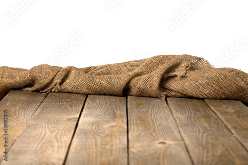 Photos Burlap hessian or sacking on white wooden background