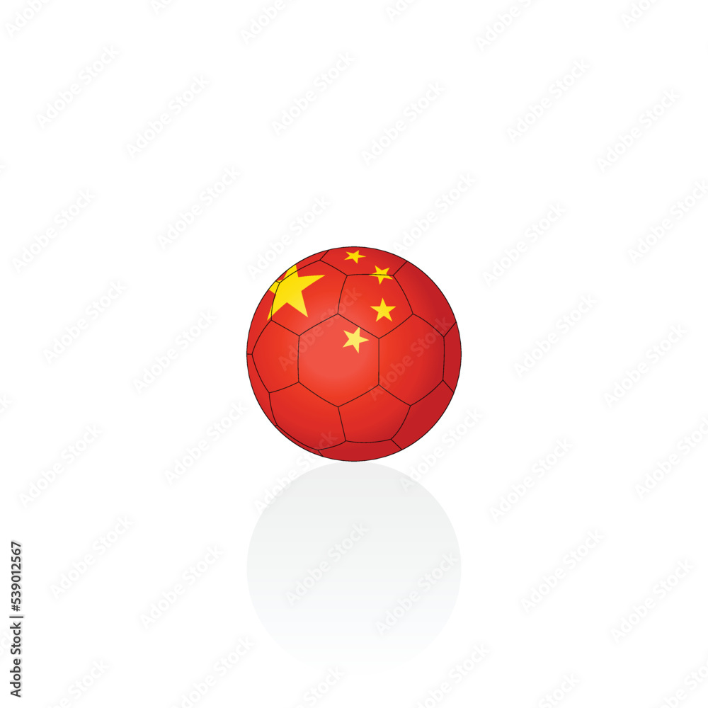 China national flag on soccer ball vector graphics