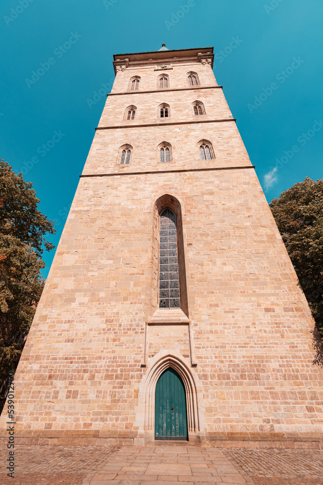 Obraz premium Spire of a church or rathaus in Osnabruck old town, Lower Saxony, Germany