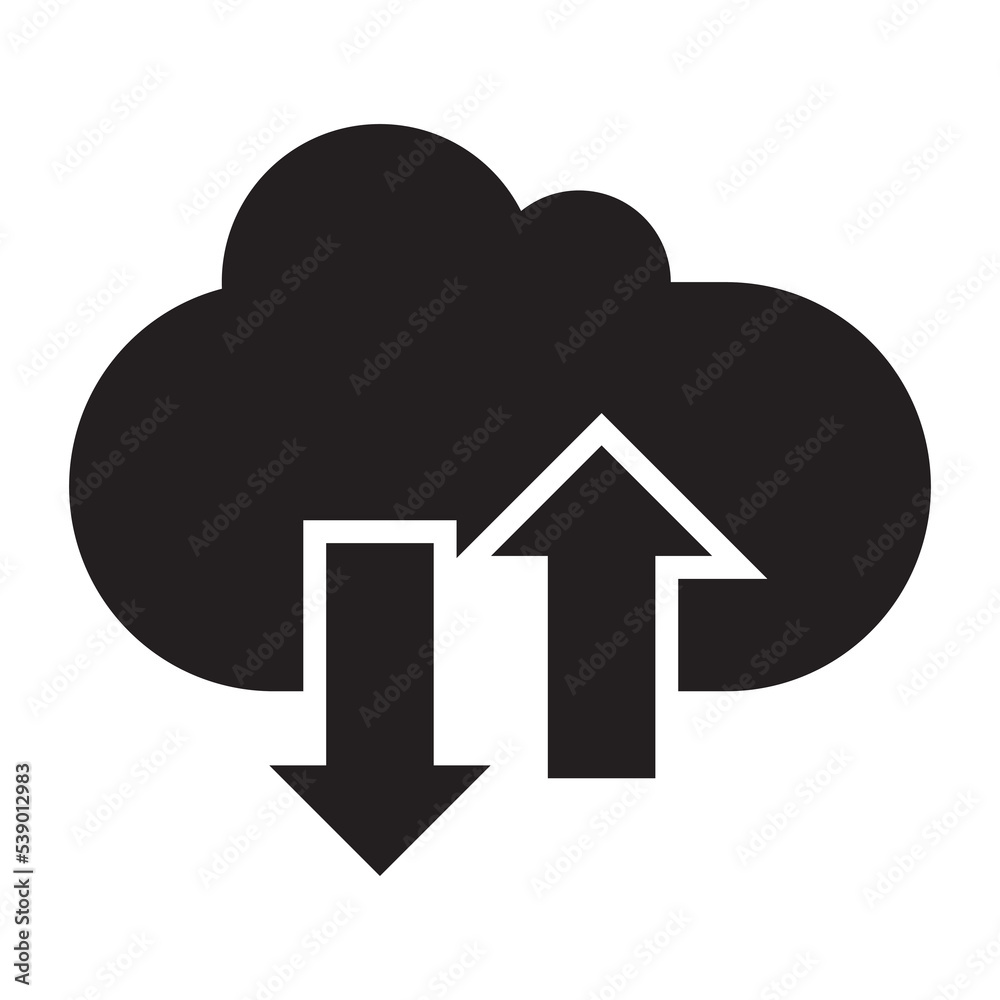 Transfer cloud icon vector design template in black color isolated sign on white background Transfer cloud icon vector design template in black color isolated sign on white background