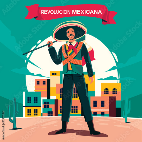 Revolucion Mexicana  mean Mexican Revolution Concept Illustration