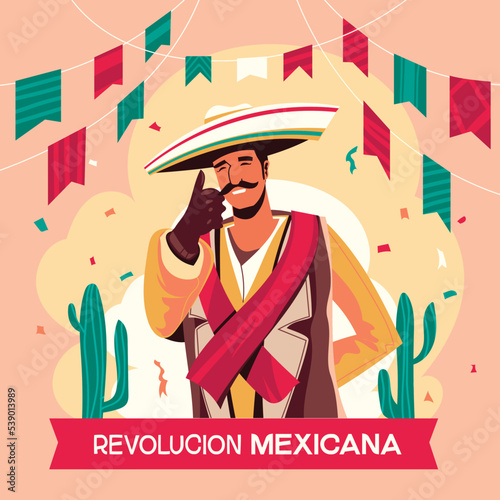 Revolucion Mexicana  mean Mexican Revolution Concept Illustration