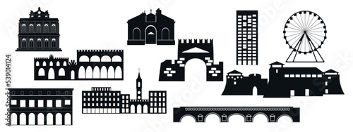 Tourist edifices in the city of Rimini, Italy.