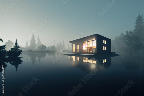 Modern house at lake © neirfy