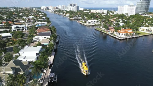 Aerial shot of boats on Fort Lauderdale Canals