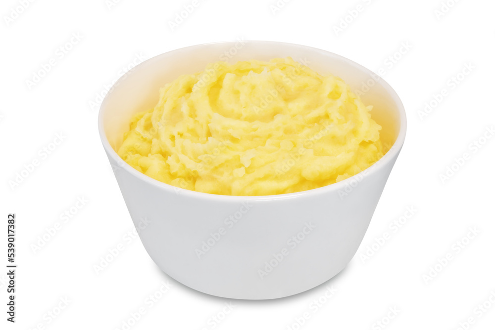 Mushed potato in a bowl on a white isolated background Mushed potato in a bowl on a white isolated background