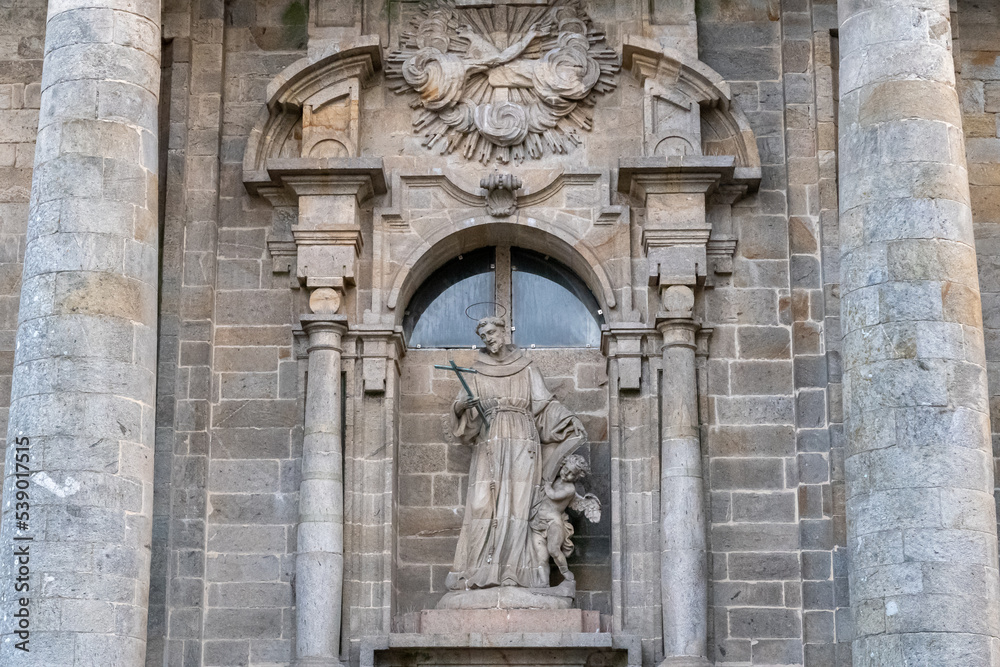Facade of the Church of San Francisco, Santiago de Compostela, Galicia, Spain. Santiago's road.