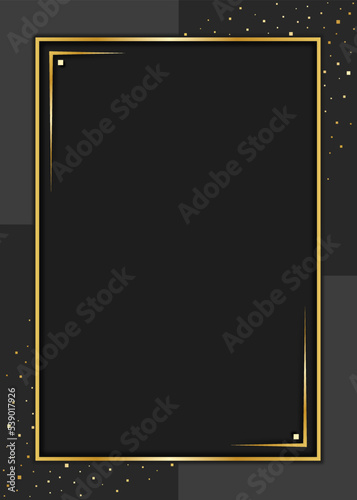 Golden vertical frame for your text. Geometric luxury design