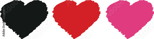 Vector hearts icons set. Simulation of marker drawing hearts isolated on white background. Love symbol