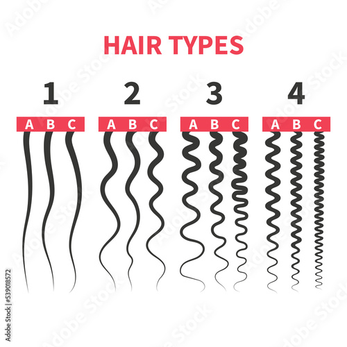Detailed hair types chart set of strands growth patterns
