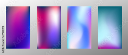 Abstract bright gradient background. Set of 4 backgrounds. Creative modern vector illustration. Holographic spectrum for coating.