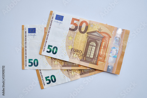 Fifty euro banknote close up. Financial and business banner